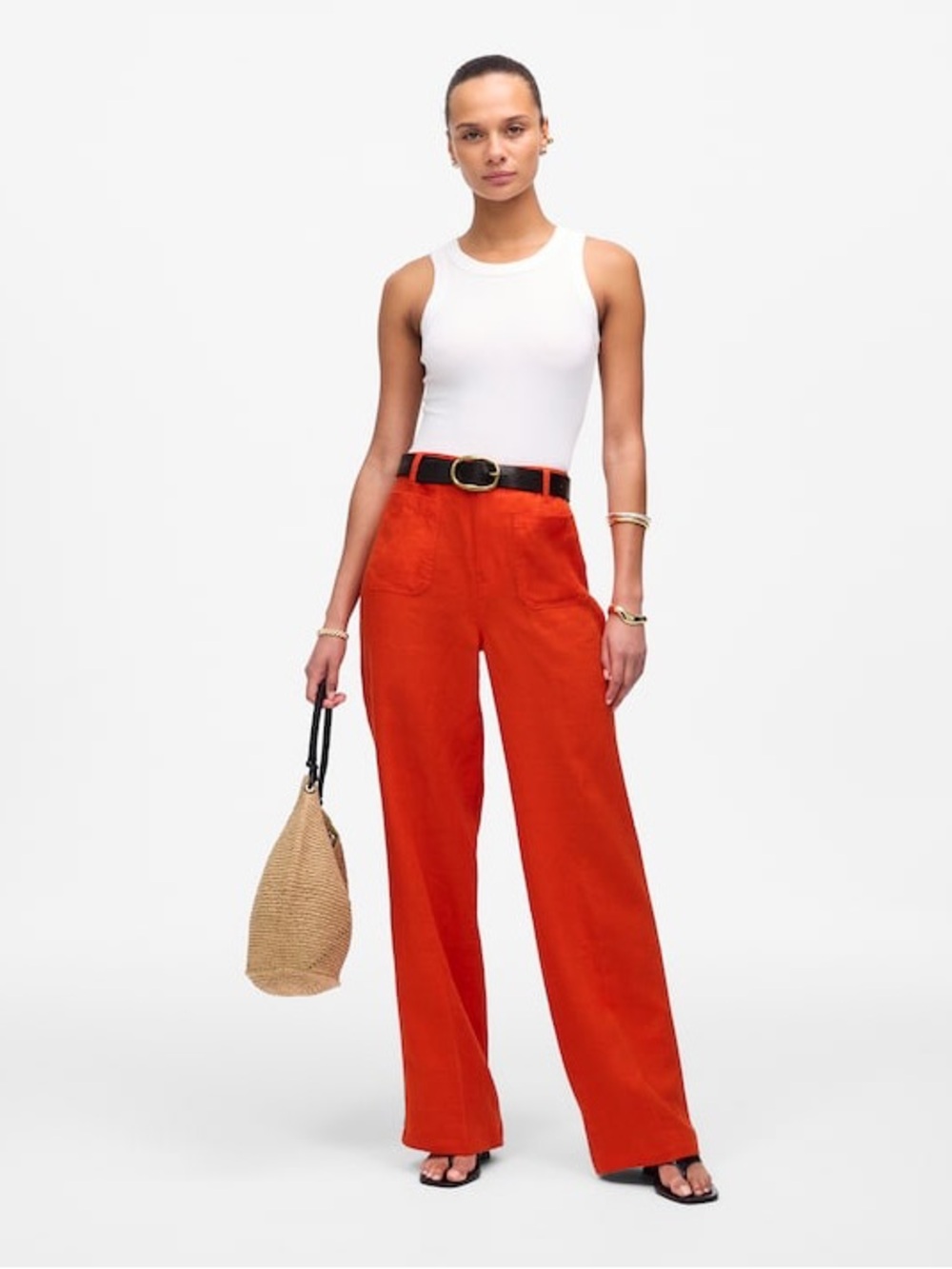 Madewell Patch Pocket Flare Pant in 100% Linen